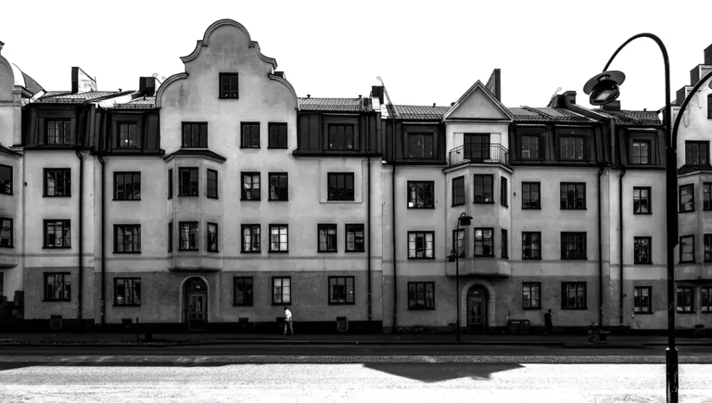 Fasad från hus i Aspudden